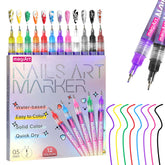 Poiykmt 12 colors nail art pens for versatile DIY designs with vibrant pigment.