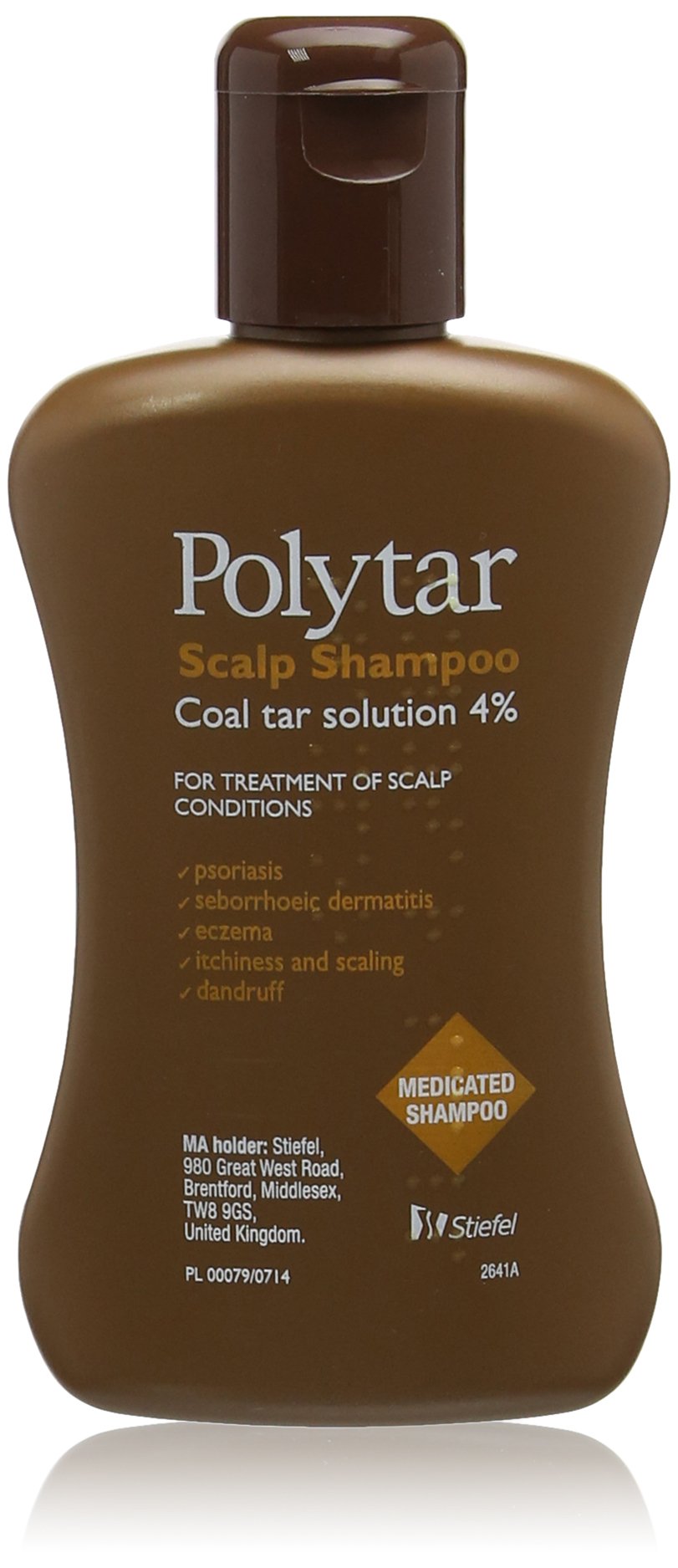 Polytar bottle pour demonstrates easy dosing for precise scalp cleansing