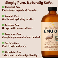 Pomberries Emu Oil used on hair and nails supports conditioning.