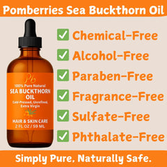 Pomberries Sea Buckthorn Oil seeds and fruit visual highlighting natural sourcing
