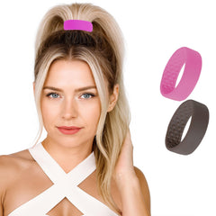 PONY-O bendable hair tie brown close-up showing secure hold