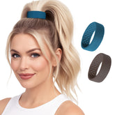 PONY-O bendable hair tie with copper core shows secure hold for workouts.