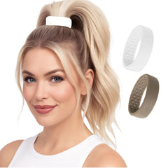 PONY-O bendable hair tie close-up showing strong copper core grip for secure hold.