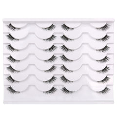 Pooplunch half eyelashes with clear band for natural cat-eye definition.