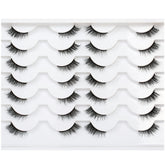 Pooplunch half lashes with wispy cat-eye look for natural enhancement.