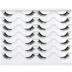 Pooplunch half lashes with wispy cat-eye look for natural enhancement.
