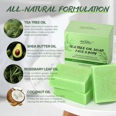 Close-up of texture on POP MODERN.C tea tree soap bar showing natural oils.