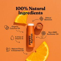 Close-up of applying Orange Bloom balm for smooth, comfortable lips.