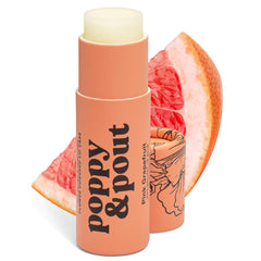 Poppy & Pout Pink Grapefruit Jumbo Lip Balm tube for long-lasting hydration.