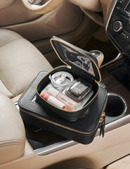 Popvibe clear makeup case open zip showing interior layout and organization