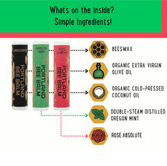Portland Bee Balm cruelty-free label closeup emphasizing ethical skincare.