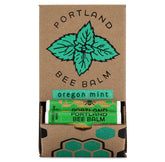 Portland Bee Balm Oregon Mint lip balm tube closeup showing natural moisturization for dry lips