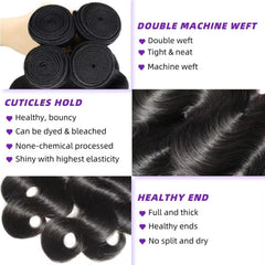Poshbash body wave bundles 18 inch, durable weft with full density