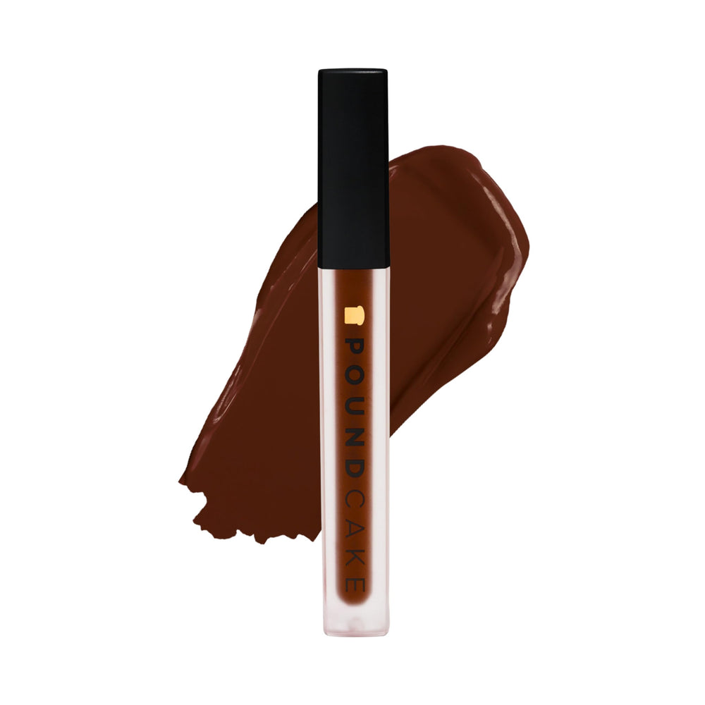Pound Cake Cake Batter lipstick bottle highlights avocado oil hydration and premium vegan formula