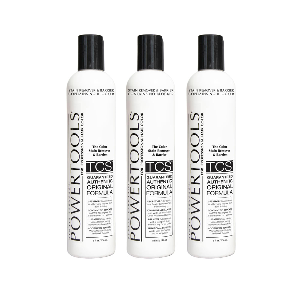 POWERTOOLS TCS barrier cream being applied to skin to prevent hair color staining.