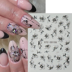 POWPOP 5D embossed flowers nail sticker delivers depth and realism