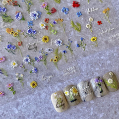 POWPOP flower nail stickers with daisies and sunflowers for fresh summer nails.