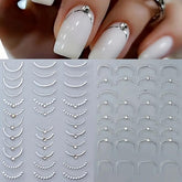 POWPOP embossed floral French line sticker for elegant nails.