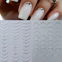 POWPOP embossed floral French line sticker for elegant nails.