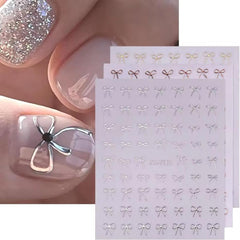 Powpop French line nail stickers featuring bow design for chic French tips.
