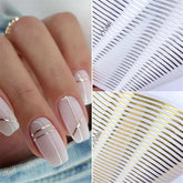 PowPop gold and silver lines stripe nail stickers for chic French tips at home.