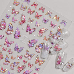 POWPOP seashell butterfly decal enhances summer nails with a seashell-inspired motif