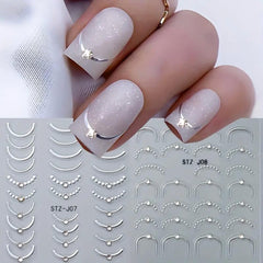 POWPOP two-sheets embossed French slider design for chic nails.