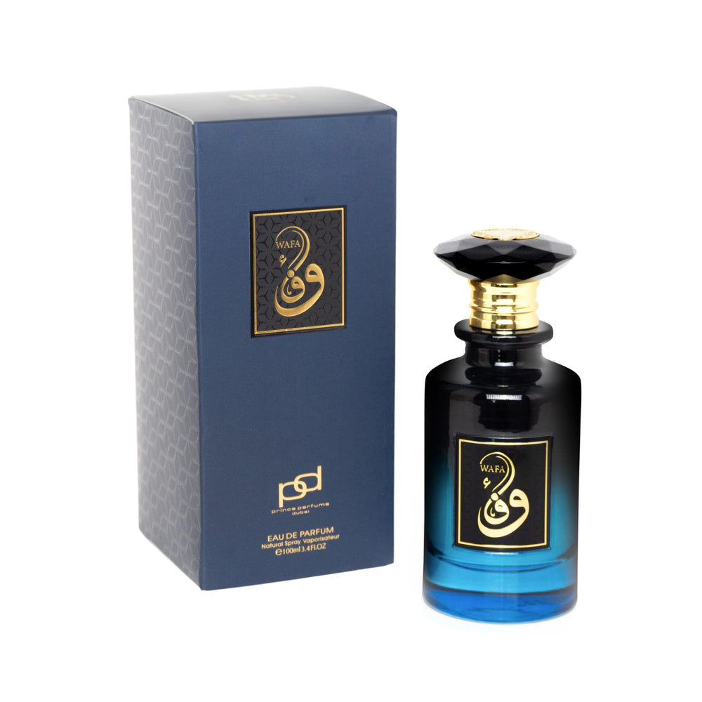 Prince Parfums Dubai Wafa mandarin bottle enhances a vibrant citrus opening.