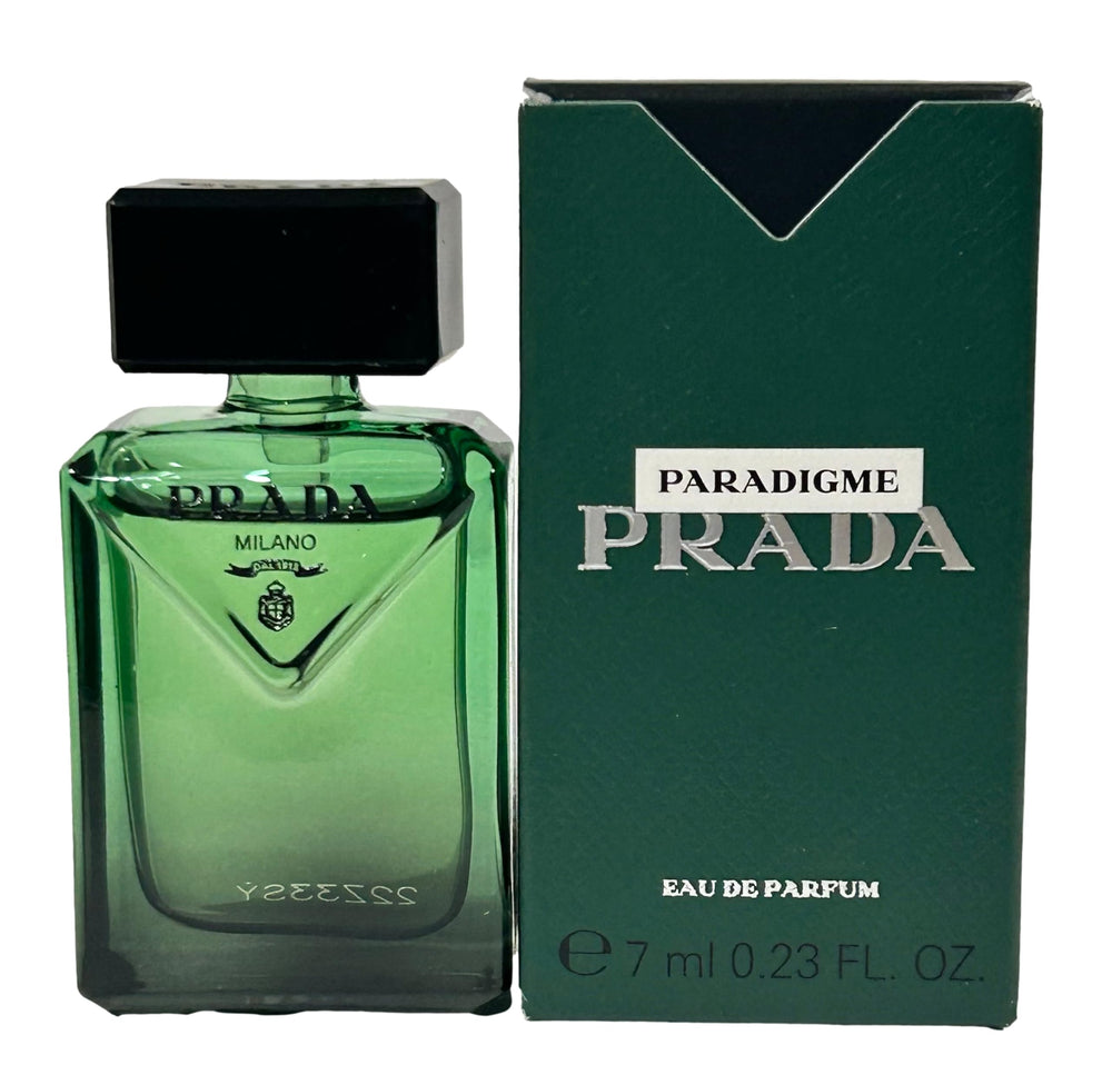 Prada Paradigme EDP Men bottle on display, ideal for travel use.