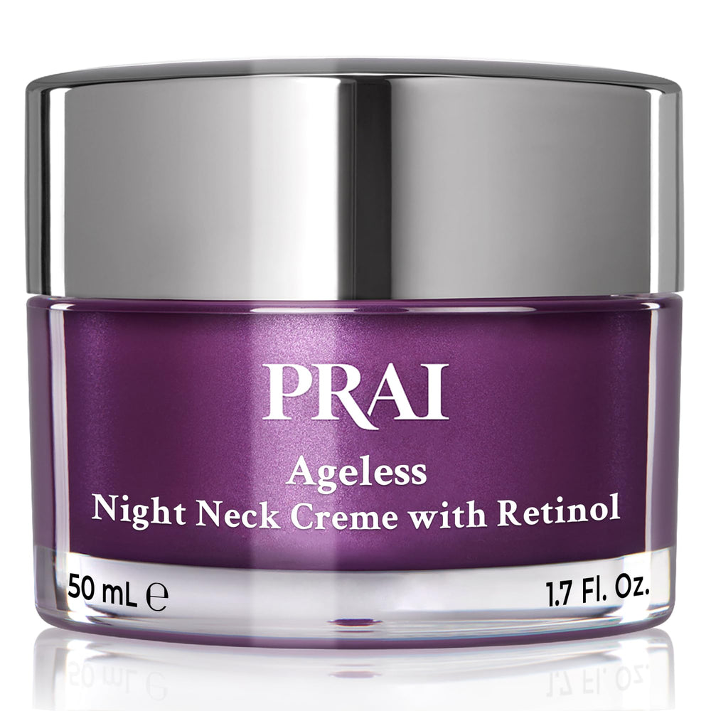 PRAI Beauty Ageless Throat Decolletage Night Creme jar visualizing overnight hydration