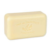 Pre de Provence artisanal soap bar citrus closeup highlights fresh citrus fragrance.