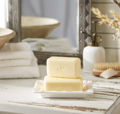 Pre de Provence artisanal soap bar luxury lather closeup demonstrates creamy foam.