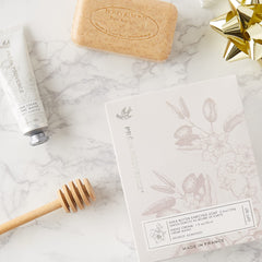Quad milled soap texture close-up highlighting rich, velvety lather