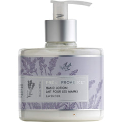 Pre de Provence Shea Butter Hand Lotion lavender bottle highlights silky hydration.