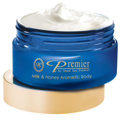 Premier Dead Sea Body Butter in a jar delivering deep hydration for dry skin.