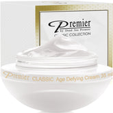 Premier Dead Sea Classic Cream jar closeup showing smooth texture for daily anti-aging care.