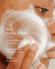 Close-up of micro grains in Premier Dead Sea Cleanser for gentle exfoliation.