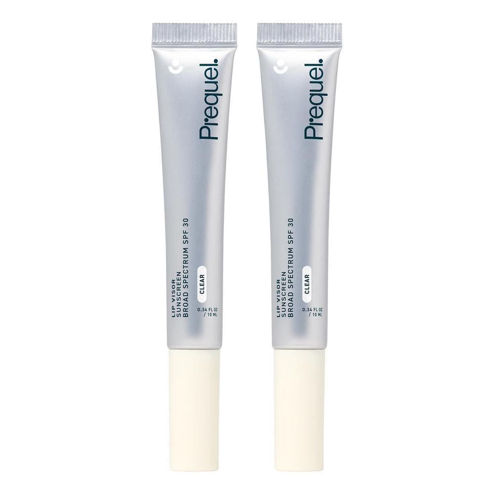 Prequel Skin Lip Visor close-up showing SPF 30 protection for daily lips.