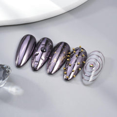 Pretty Diva chrome powder being applied on nails shows long-lasting, vibrant shimmer.