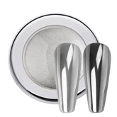 PrettyDiva chrome nail powder silver jar for a premium mirror finish on nails.