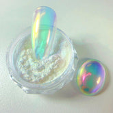 Pretty Diva mermaid unicorn chrome nail powder jar showcasing iridescent shimmer