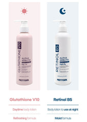 PRETTYSKIN retinol-b5-glutathione closeup highlights actives for firmer-feel skin