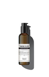 Previa Hair Gloss bottle pouring, showing easy application and frizz control.