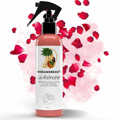 PRIDE AND BEAUTY Rose Water Bottle Application shows easy mist for refreshment