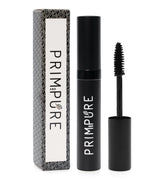 Prim and Pure natural mineral mascara packaging highlights a gentle formula for sensitive eyes.