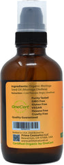 Prime Natural Moringa Oil packaging emphasizes USDA organic and food-grade quality