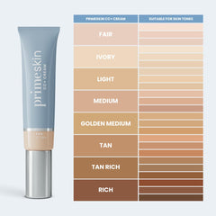 Close-up of PrimeSkin CC+ Cream texture swirling for a second-skin look.