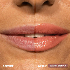 PrimeLip gloss application close-up showing buildable shine.