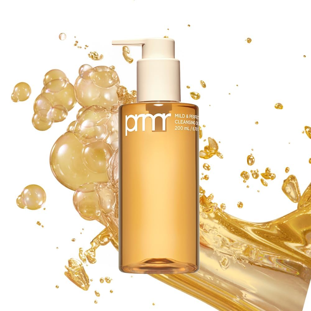 Primera PRMR oil-to-foam cleanser bottle shown for daily makeup removal