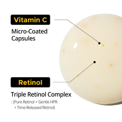 Primera Vitamin C retinol capsule inside emphasizes potent vitamin delivery